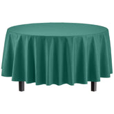 Round Dark Green Plastic Table Covers | 6 Pack